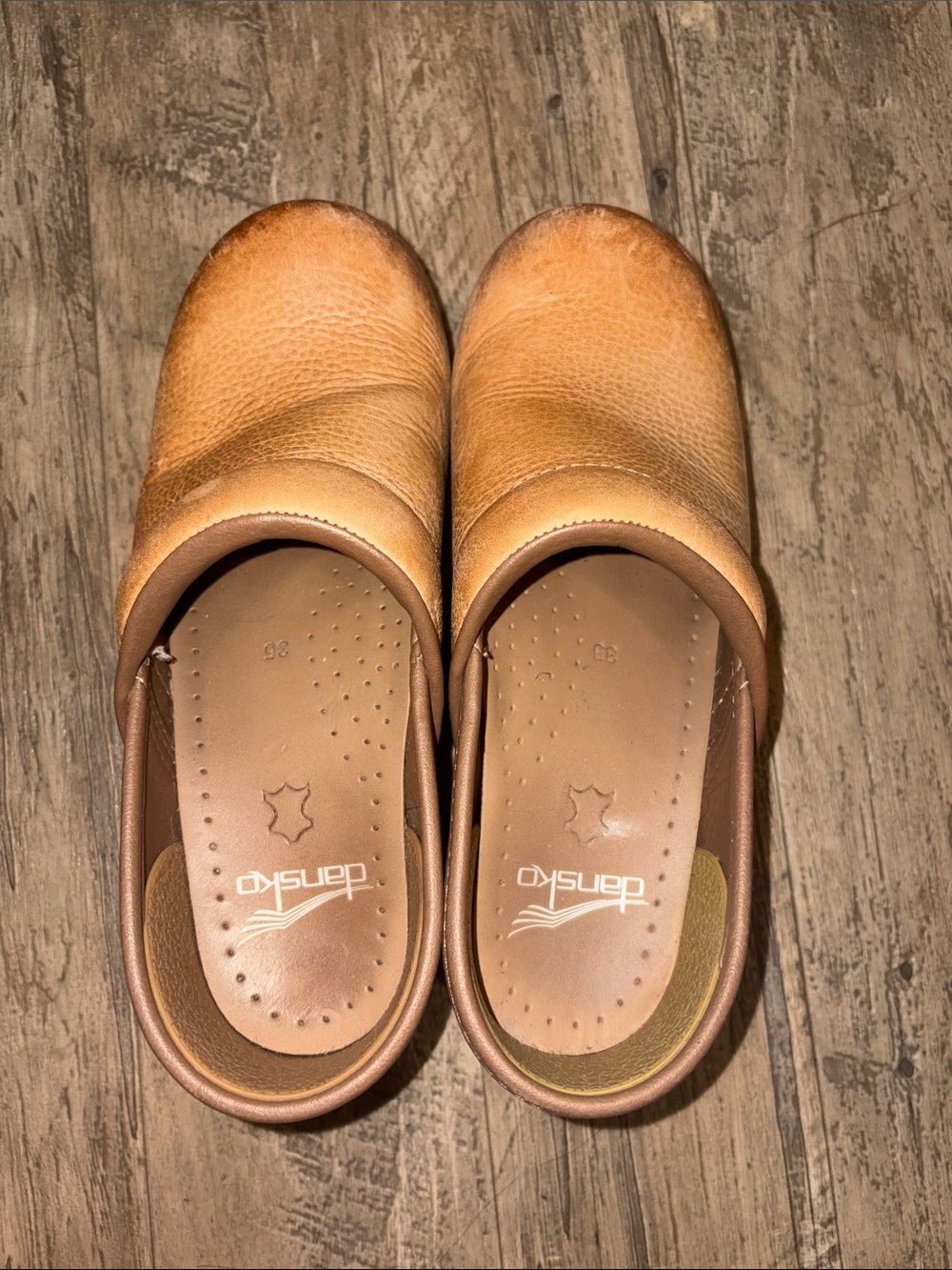 Dansko Tan Leather Slip-On Clogs for Women